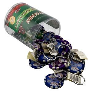 Lot of 25 Clay Poker Chip Key Chain Fobs Lucky Charms NEW - MIB
